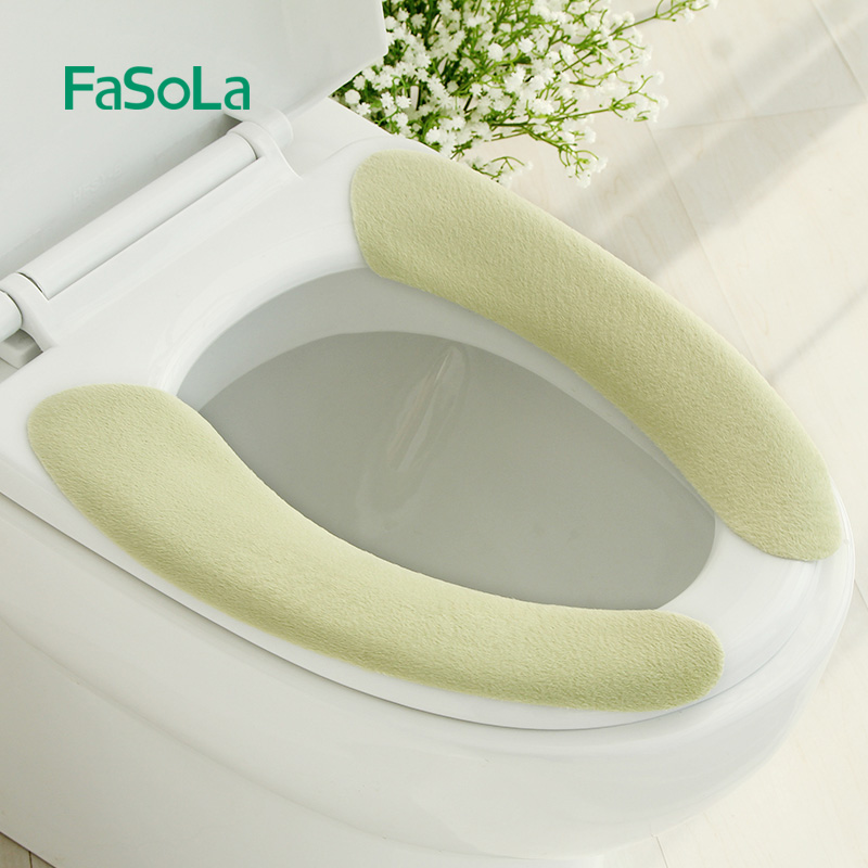 FaSoLa paste-type Sticky toilet seat Warmer Washable Seat Cover Pads Ultra Thick And Super Soft 